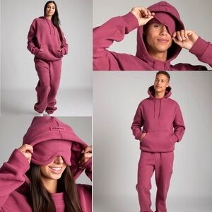 Women's Comfort Hooded Pantsuit in Berry